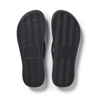 Archies Arch Support Thongs in black pictured upside down from the bottom