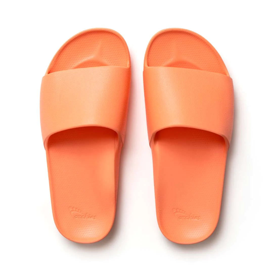 Archies arch support slides in peach shown from above