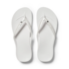 Archies arch support thongs in white shimmer shown from above